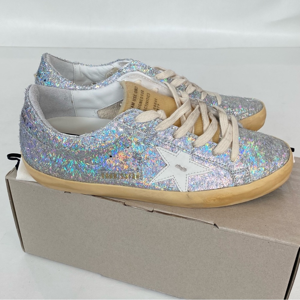 Golden Goose Iridescent Low top Superstar Silver Holographic Sneaker - Picture 3 of 9